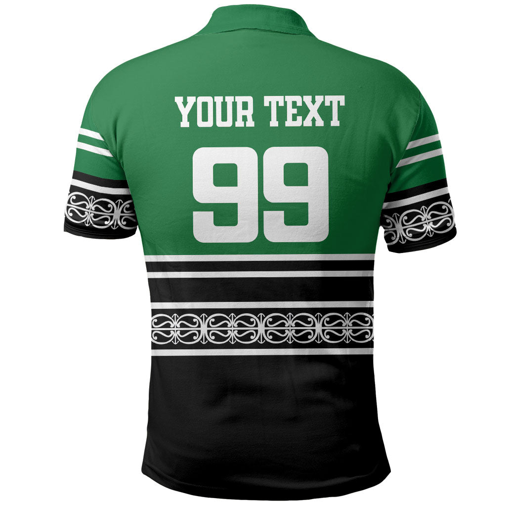 New Zealand Maori Rugby Custom Polo Shirt Aotearoa Koru Geometric - Naturalistic Green LT03 - Polynesian Pride