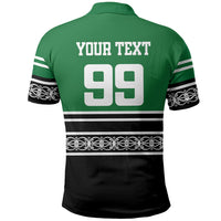 New Zealand Maori Rugby Custom Polo Shirt Aotearoa Koru Geometric - Naturalistic Green LT03 - Polynesian Pride