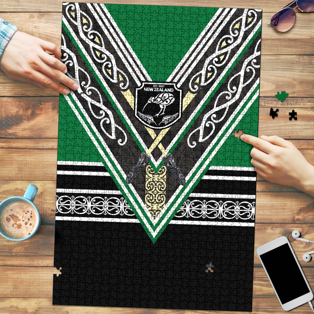 New Zealand Maori Rugby Puzzle Aotearoa Koru Geometric - Naturalistic Green LT03 Green - Polynesian Pride