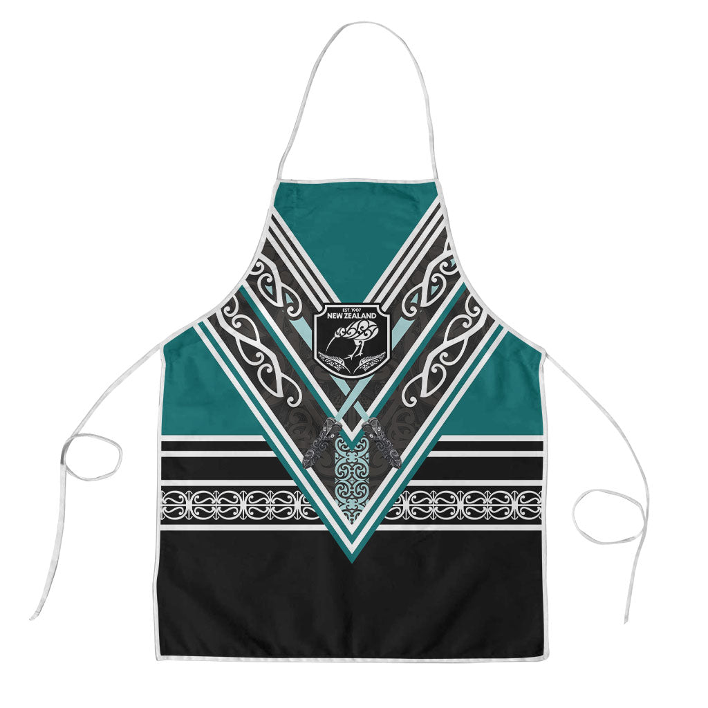 New Zealand Maori Rugby Apron Aotearoa Koru Geometric - Oceanic Color LT03 Turquoise - Polynesian Pride