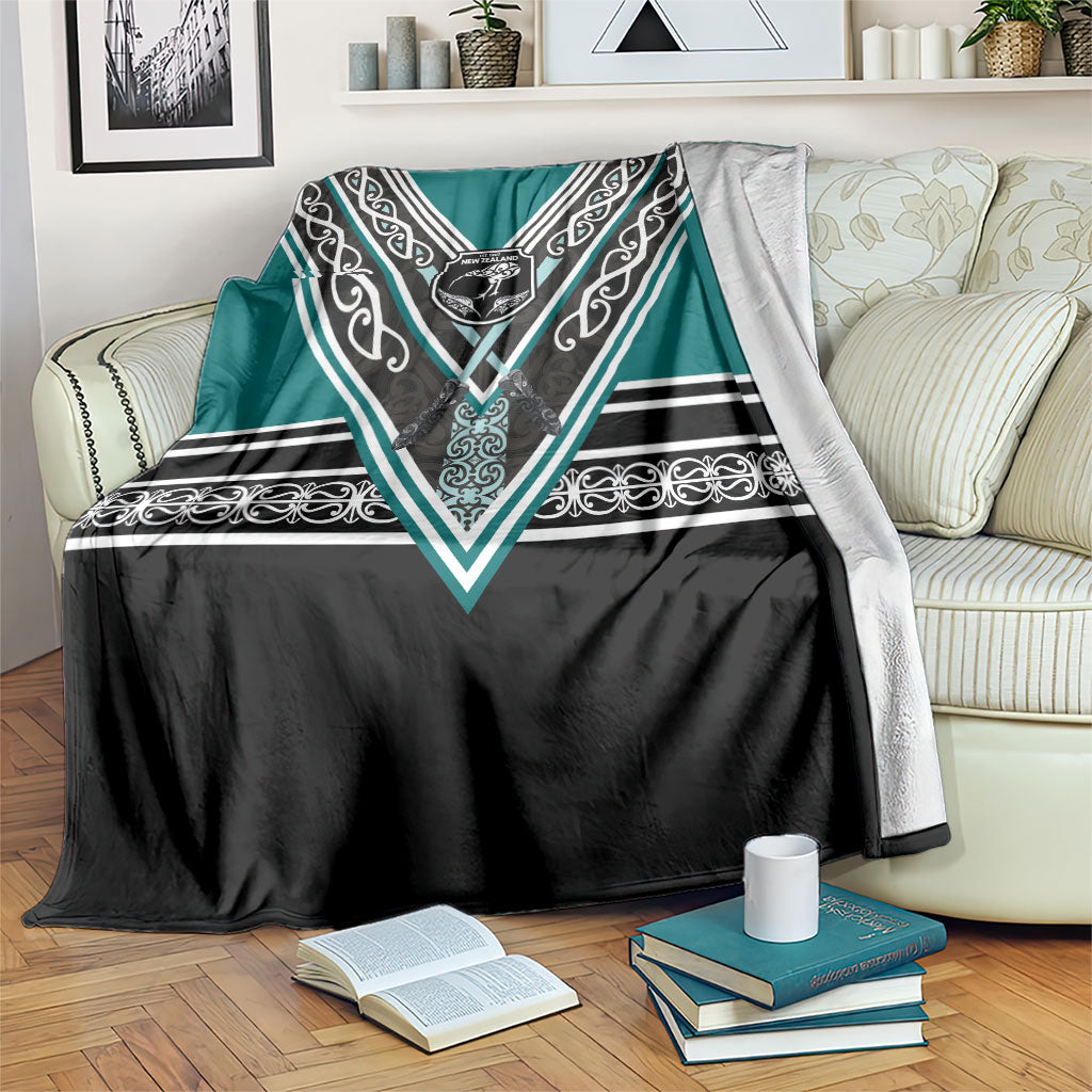 New Zealand Maori Rugby Blanket Aotearoa Koru Geometric - Oceanic Color LT03 Turquoise - Polynesian Pride