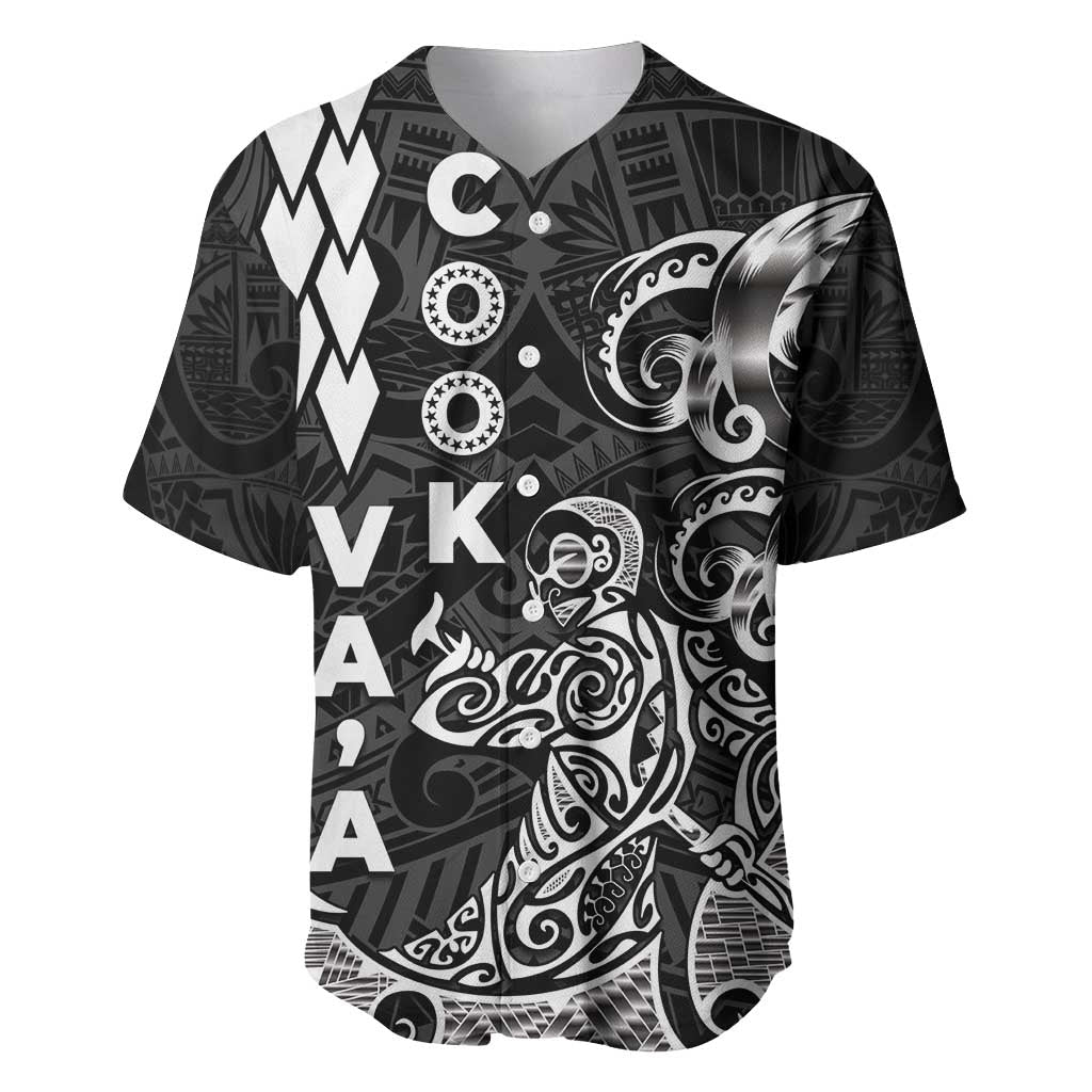 Cook Islands Va'a Polynesian Art Tattoo Baseball Jersey Black Color LT03 Black - Polynesian Pride
