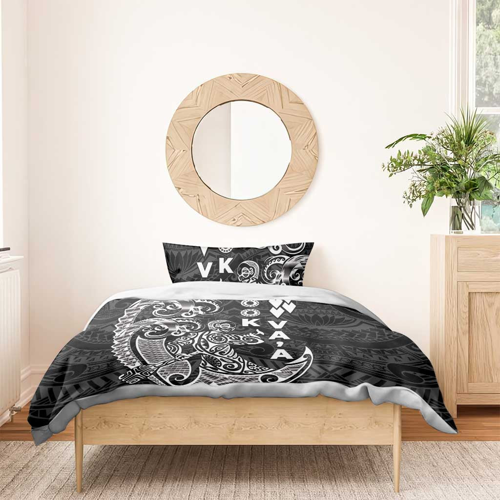 Cook Islands Va'a Polynesian Art Tattoo Bedding Set Black Color LT03 - Polynesian Pride
