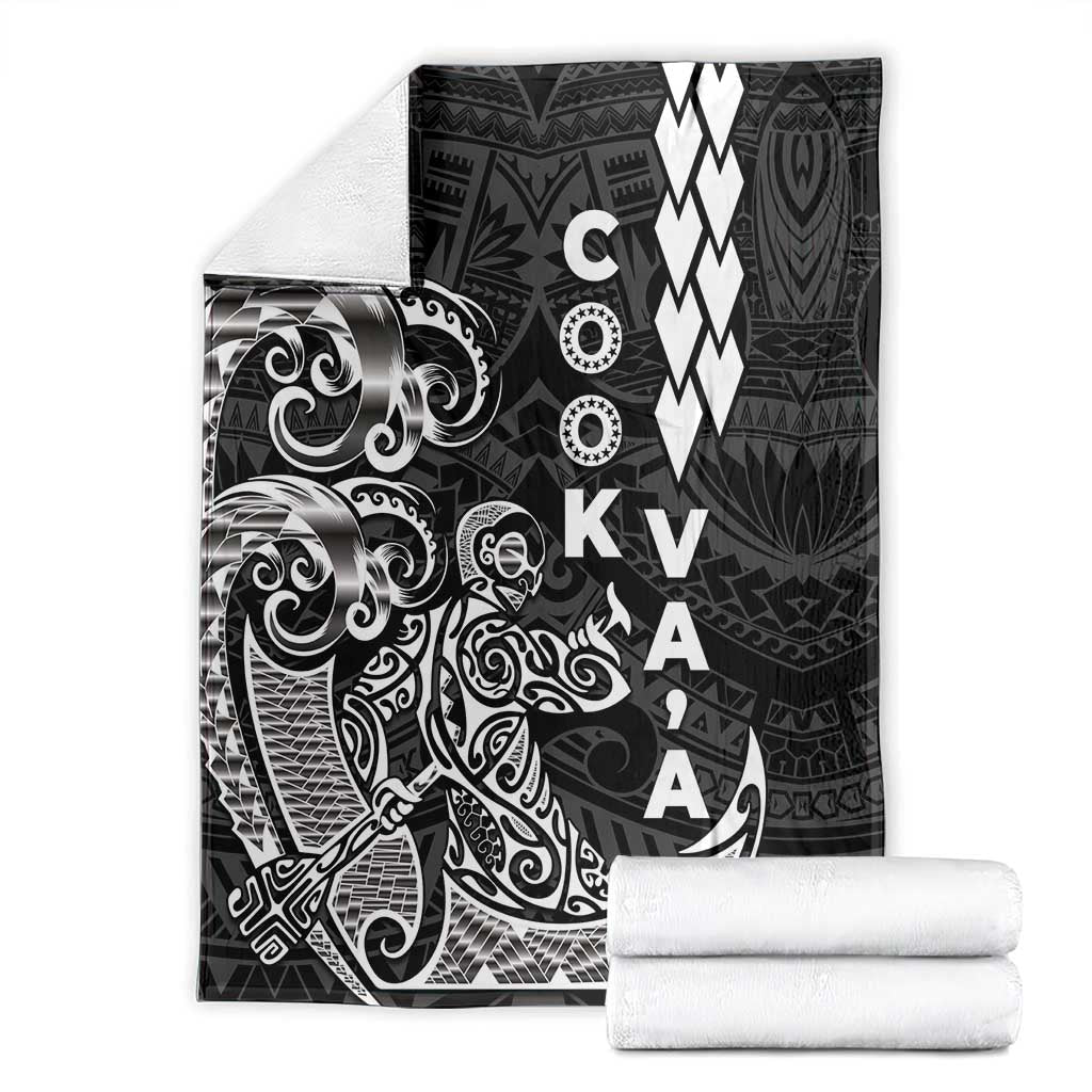 Cook Islands Vaa Polynesian Art Tattoo Blanket Black Color