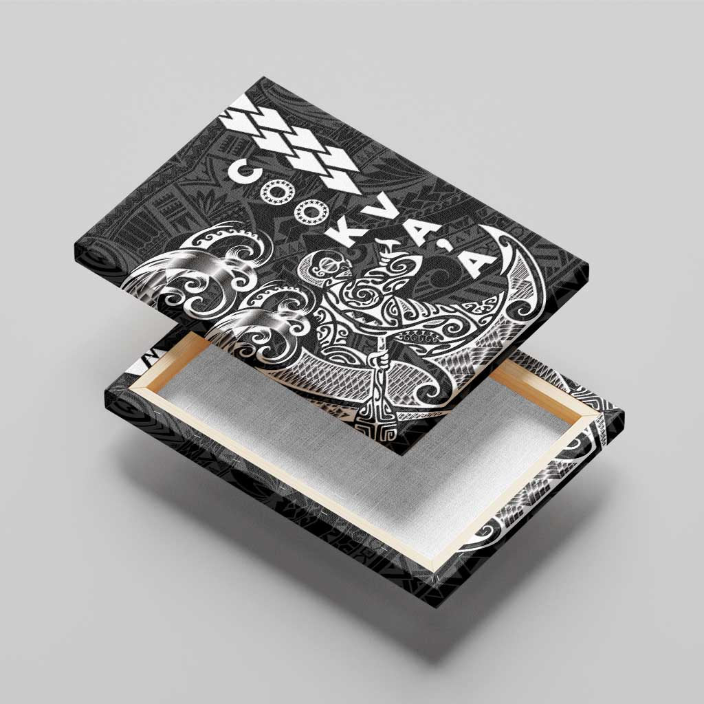 Cook Islands Vaa Polynesian Art Tattoo Canvas Wall Art Black Color