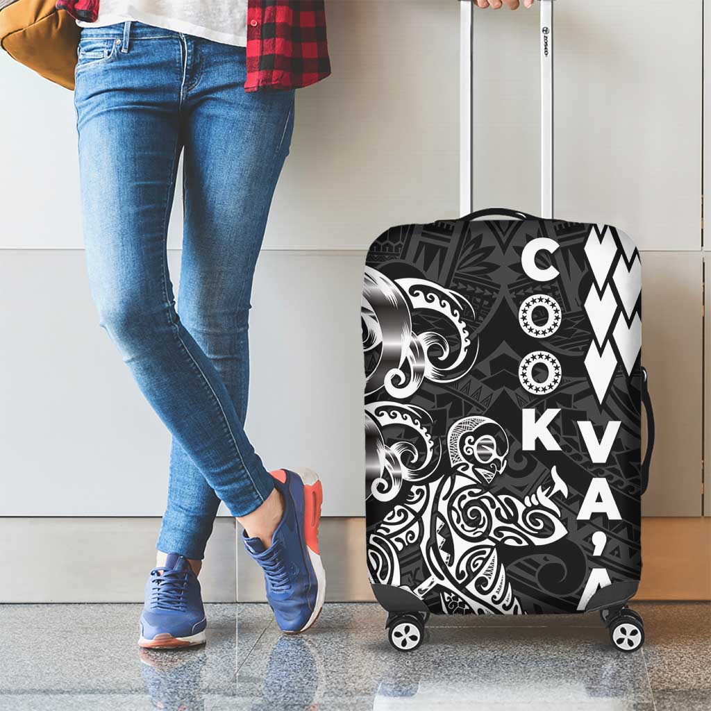 Cook Islands Vaa Polynesian Art Tattoo Luggage Cover Black Color