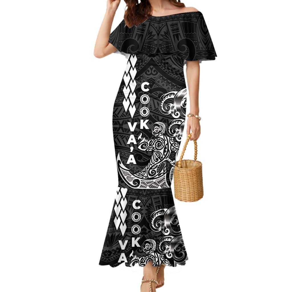 Cook Islands Va'a Polynesian Art Tattoo Mermaid Dress Black Color LT03 Women Black - Polynesian Pride