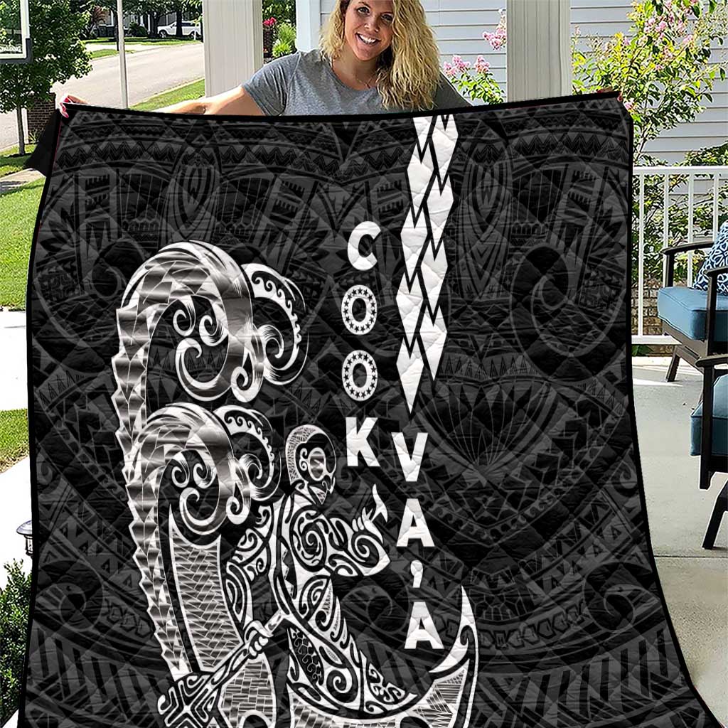 Cook Islands Va'a Polynesian Art Tattoo Quilt Black Color LT03 Black - Polynesian Pride