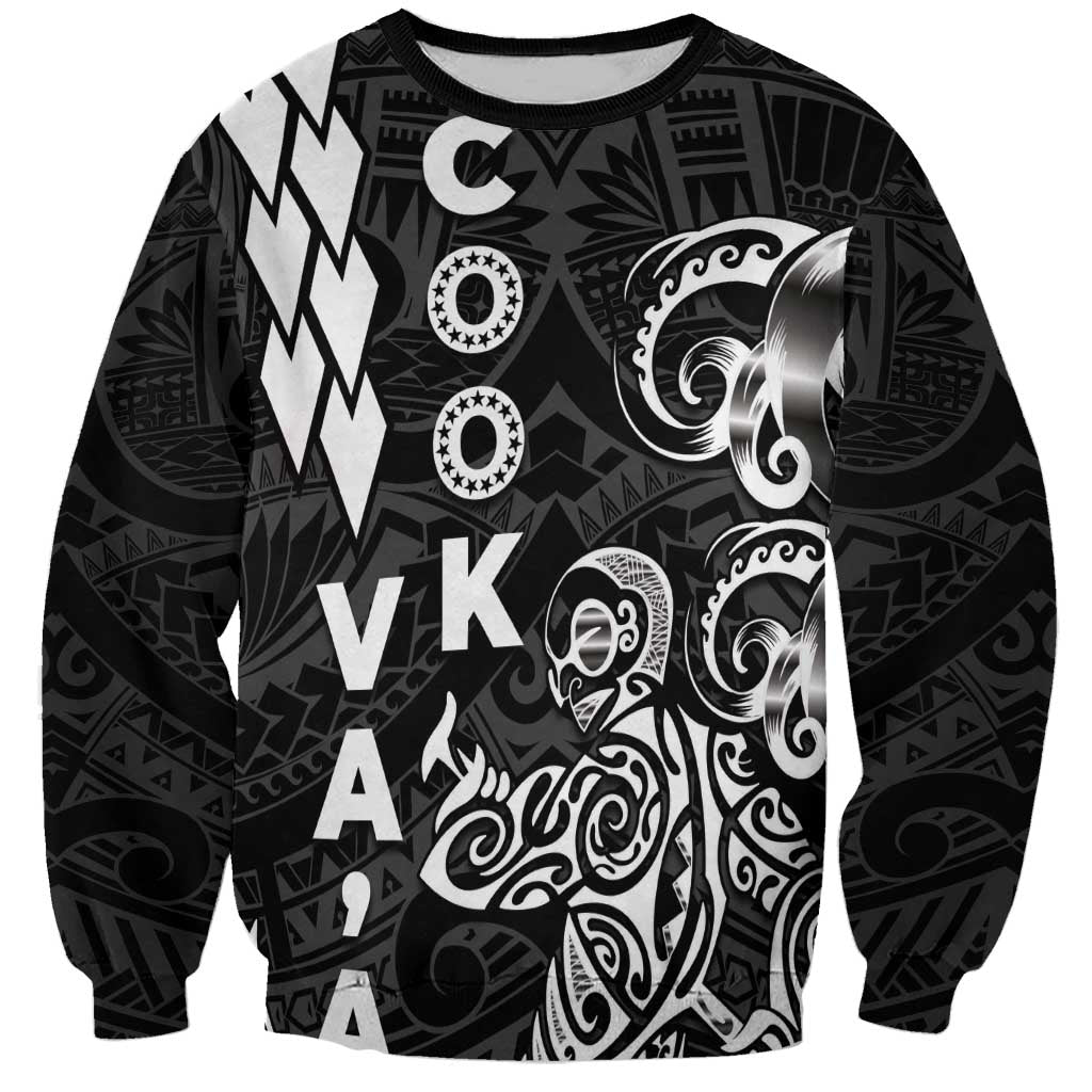 Cook Islands Va'a Polynesian Art Tattoo Sweatshirt Black Color LT03 Unisex Black - Polynesian Pride