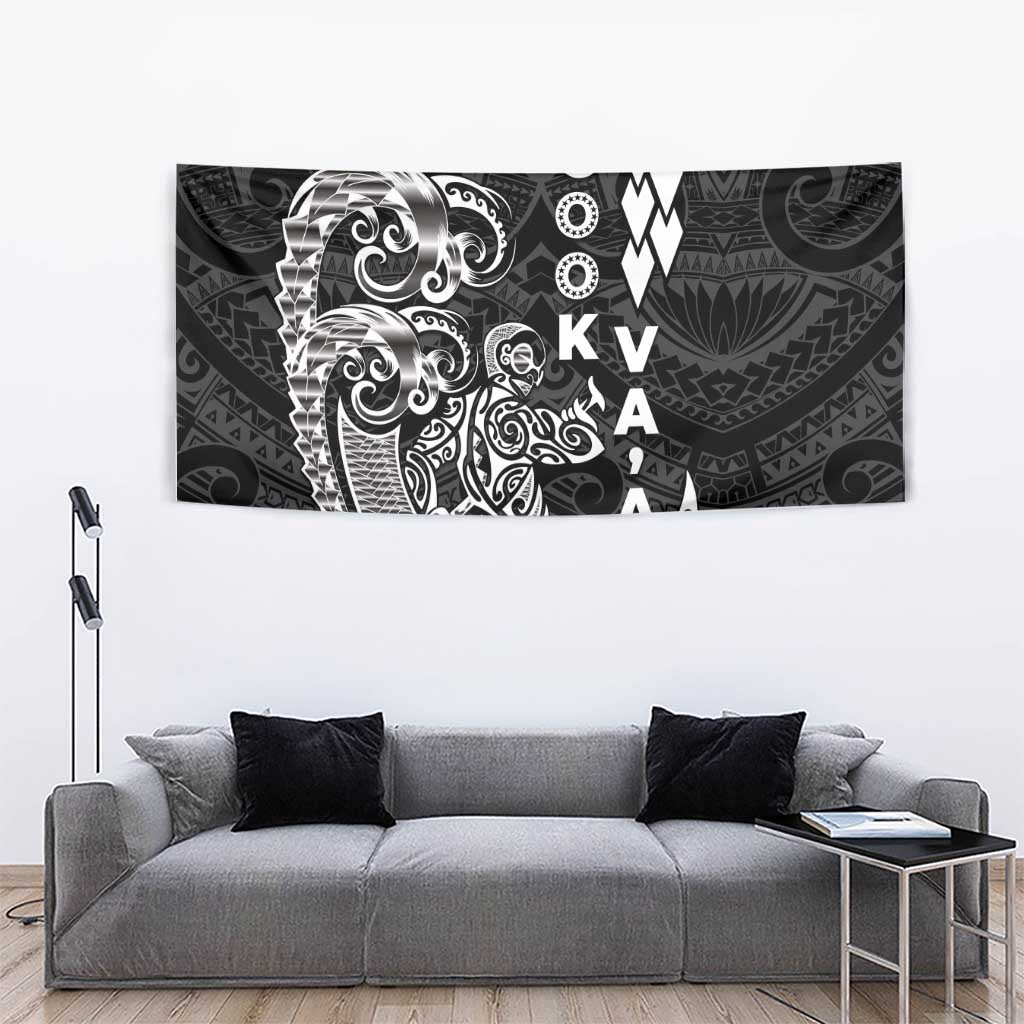 Cook Islands Vaa Polynesian Art Tattoo Tapestry Black Color