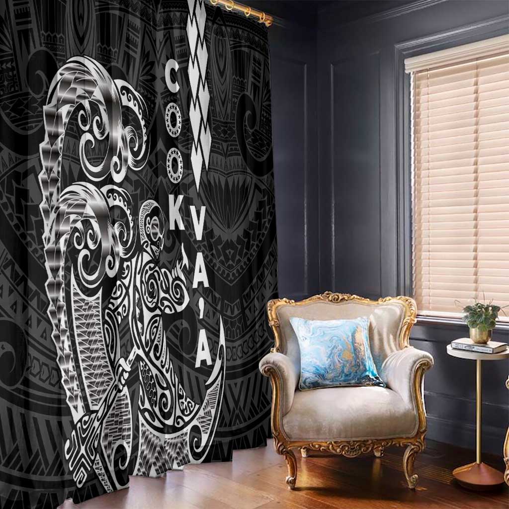 Cook Islands Vaa Polynesian Art Tattoo Window Curtain Black Color