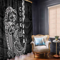 Cook Islands Vaa Polynesian Art Tattoo Window Curtain Black Color