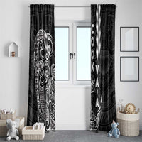 Cook Islands Vaa Polynesian Art Tattoo Window Curtain Black Color