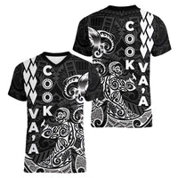 Cook Islands Va'a Polynesian Art Tattoo Women V-Neck T-Shirt Black Color LT03 - Polynesian Pride