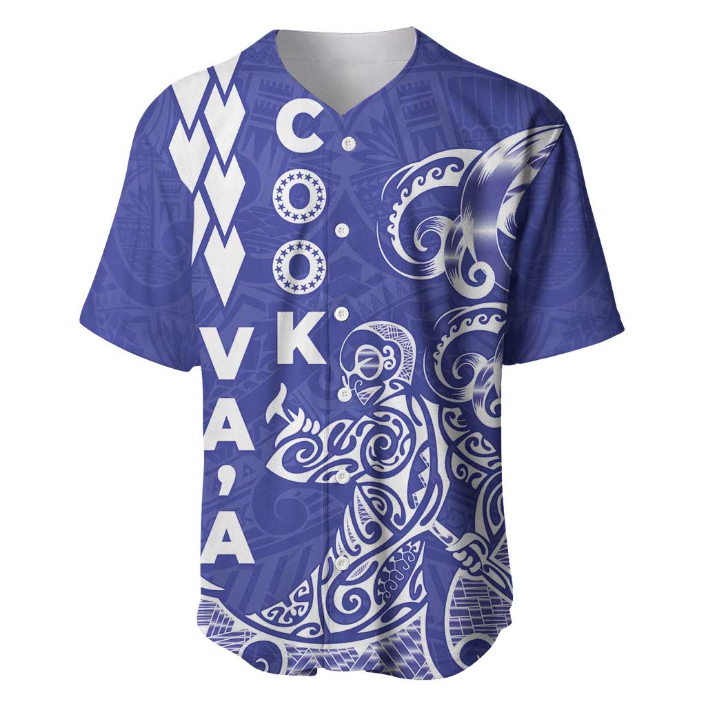 Cook Islands Vaa Polynesian Art Tattoo Baseball Jersey Blue Color