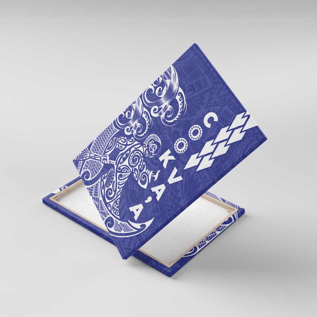 Cook Islands Vaa Polynesian Art Tattoo Canvas Wall Art Blue Color