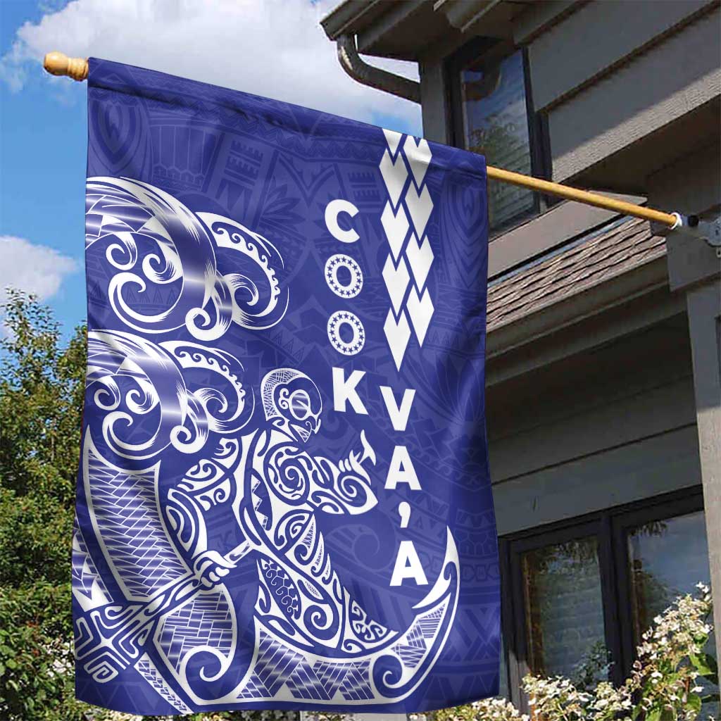 Cook Islands Vaa Polynesian Art Tattoo Garden Flag Blue Color