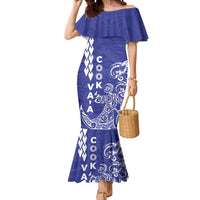 Cook Islands Va'a Polynesian Art Tattoo Mermaid Dress Blue Color LT03 Women Blue - Polynesian Pride