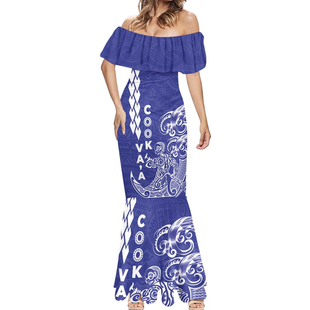 Cook Islands Va'a Polynesian Art Tattoo Mermaid Dress Blue Color LT03 - Polynesian Pride