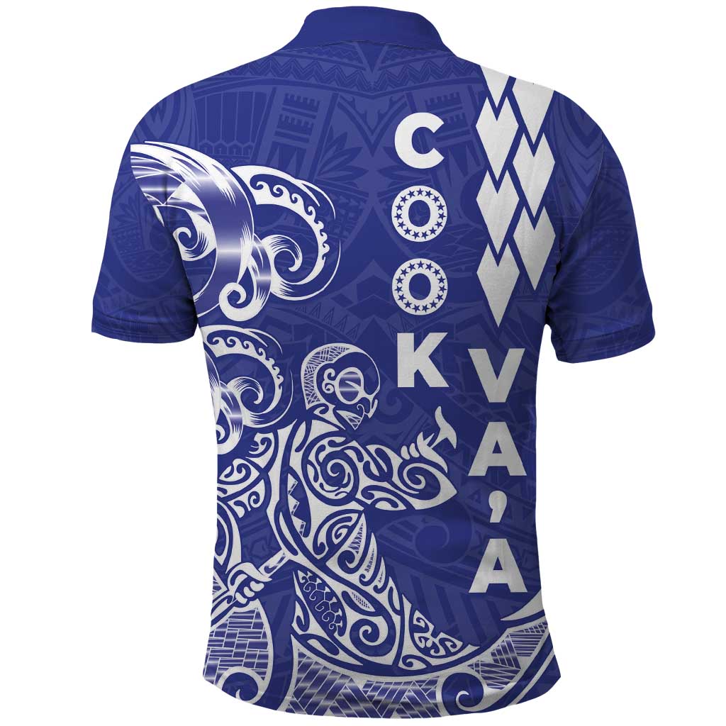 Cook Islands Vaa Polynesian Art Tattoo Polo Shirt Blue Color