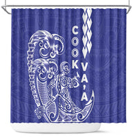 Cook Islands Va'a Polynesian Art Tattoo Shower Curtain Blue Color LT03 Blue - Polynesian Pride