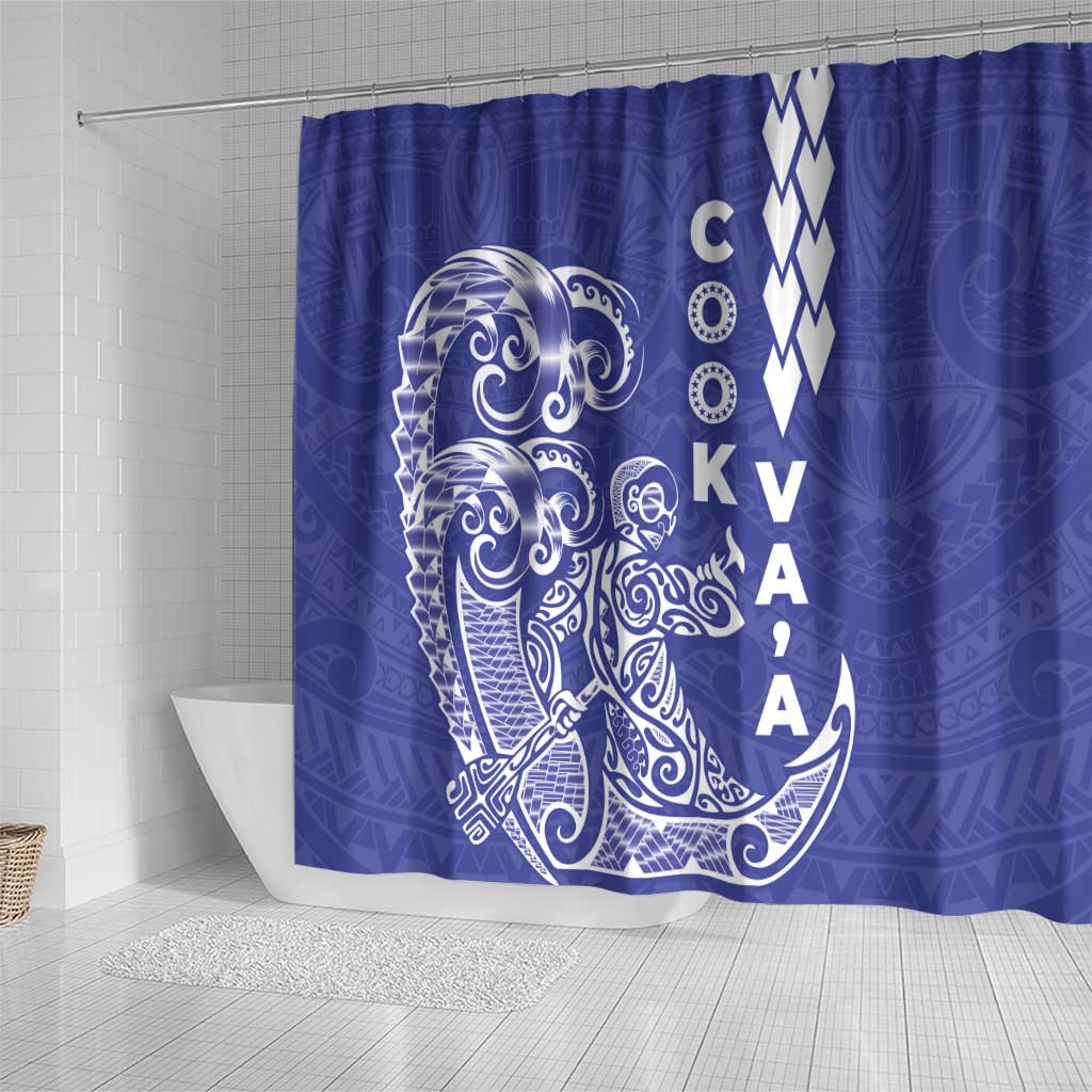Cook Islands Va'a Polynesian Art Tattoo Shower Curtain Blue Color LT03 - Polynesian Pride
