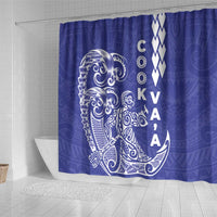 Cook Islands Va'a Polynesian Art Tattoo Shower Curtain Blue Color LT03 - Polynesian Pride