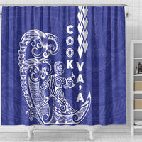 Cook Islands Va'a Polynesian Art Tattoo Shower Curtain Blue Color LT03 - Polynesian Pride