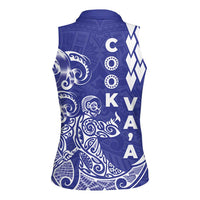 Cook Islands Va'a Polynesian Art Tattoo Women Sleeveless Polo Shirt Blue Color LT03 - Polynesian Pride