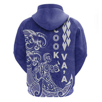 Cook Islands Vaa Polynesian Art Tattoo Zip Hoodie Blue Color