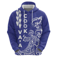 Cook Islands Vaa Polynesian Art Tattoo Zip Hoodie Blue Color
