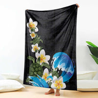 Hawaiian Plumeria and Turtle Blanket with Polynesian Tribal Art Pattern Vintage Vibes