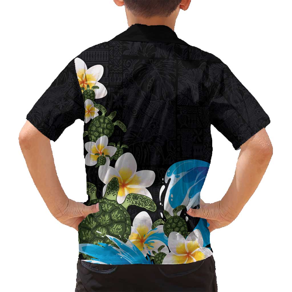 Hawaiian Plumeria and Turtle Family Matching Long Sleeve Bodycon Dress and Hawaiian Shirt with Polynesian Tribal Art Pattern Vintage Vibes LT03 - Polynesian Pride