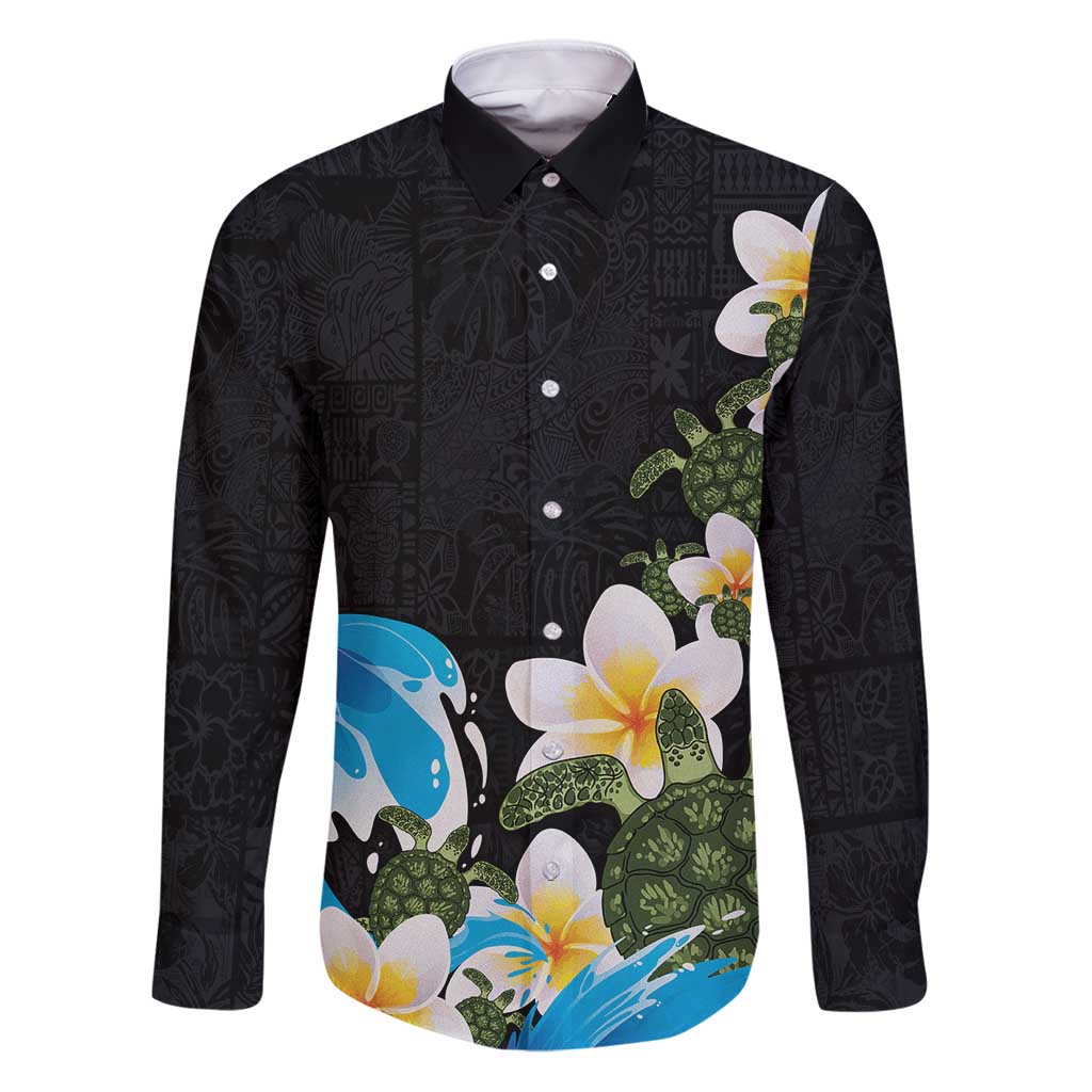 Hawaiian Plumeria and Turtle Family Matching Puletasi and Hawaiian Shirt with Polynesian Tribal Art Pattern Vintage Vibes