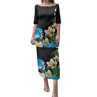 Hawaiian Plumeria and Turtle Family Matching Puletasi and Hawaiian Shirt with Polynesian Tribal Art Pattern Vintage Vibes