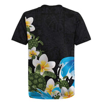 Hawaiian Plumeria and Turtle Rugby Jersey with Polynesian Tribal Art Pattern Vintage Vibes LT03 - Polynesian Pride