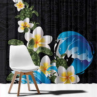 Hawaiian Plumeria and Turtle Window Curtain with Polynesian Tribal Art Pattern Vintage Vibes