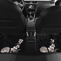 Hawaiian Plumeria and Turtle Car Mats with Polynesian Tribal Art Pattern Grayscale Color