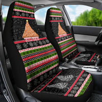 Personalized New Zealand Meri Kirihimete Car Seat Cover Maori Warrior with Rugby Christmas Tree LT03 - Polynesian Pride