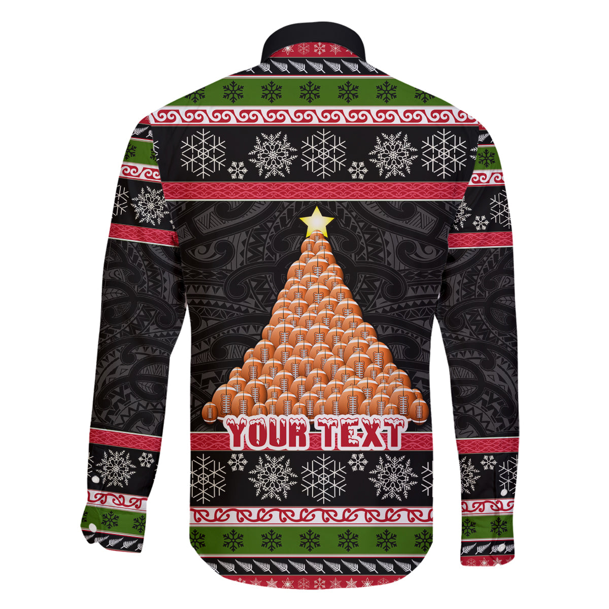Personalized New Zealand Meri Kirihimete Family Matching Off Shoulder Long Sleeve Dress and Hawaiian Shirt Maori Warrior with Rugby Christmas Tree LT03 - Polynesian Pride