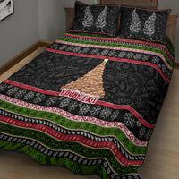 Personalized New Zealand Meri Kirihimete Quilt Bed Set Maori Warrior with Rugby Christmas Tree LT03 - Polynesian Pride