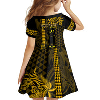 Custom Hawaii Family Matching Tank Maxi Dress and Hawaiian Shirt Ukelele and Hula Girl Mix Kakau Pattern LT03 - Polynesian Pride
