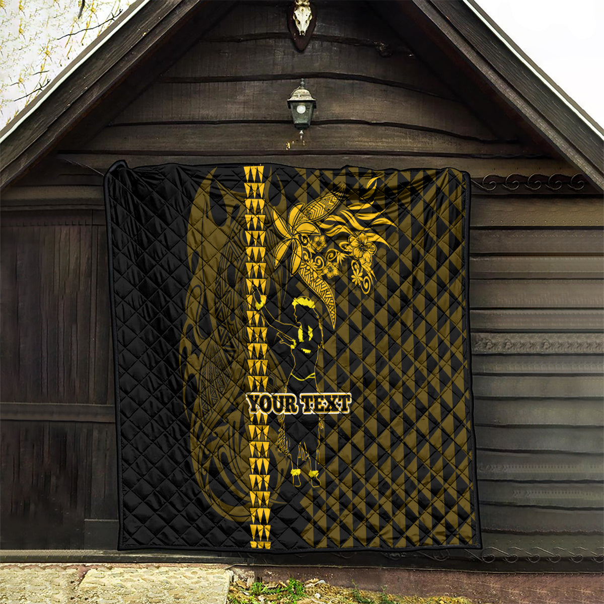 Custom Hawaii Quilt Ukelele and Hula Girl Mix Kakau Pattern LT03 - Polynesian Pride