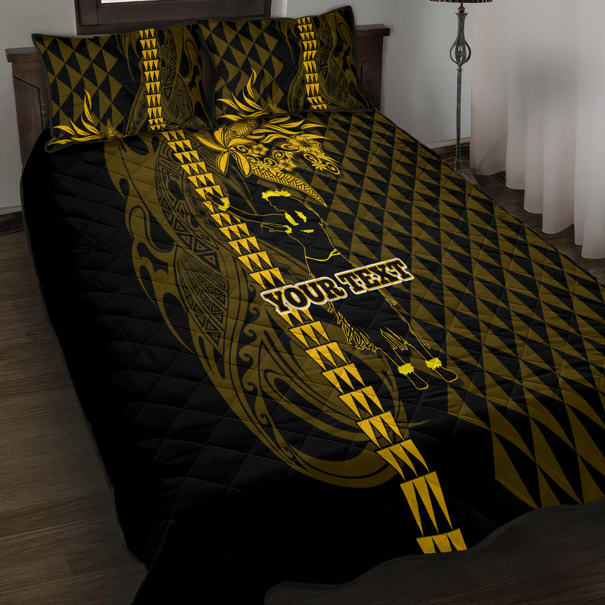 Custom Hawaii Quilt Bed Set Ukelele and Hula Girl Mix Kakau Pattern LT03 - Polynesian Pride