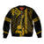 Custom Hawaii Sleeve Zip Bomber Jacket Ukelele and Hula Girl Mix Kakau Pattern LT03 Unisex Yellow - Polynesian Pride
