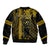 Custom Hawaii Sleeve Zip Bomber Jacket Ukelele and Hula Girl Mix Kakau Pattern LT03 - Polynesian Pride