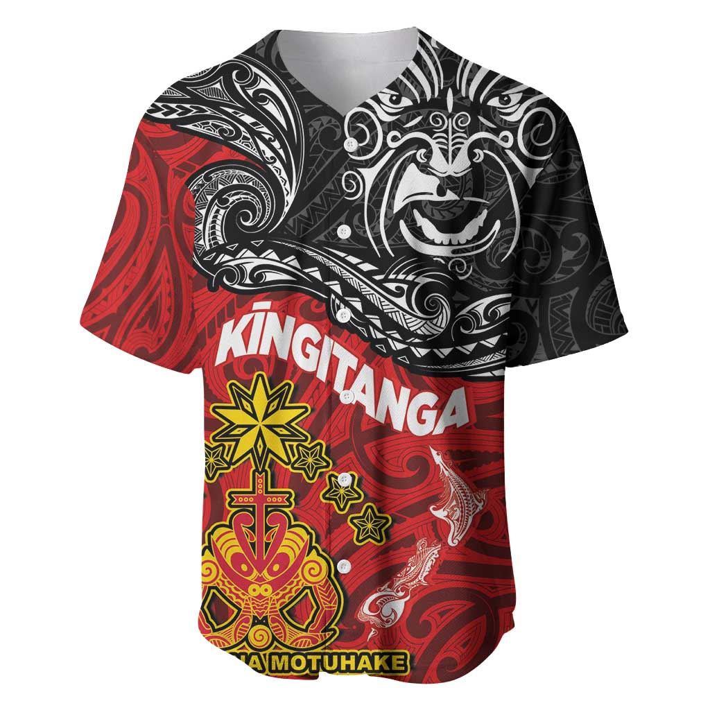 The Kingitanga - Maori King Movement Baseball Jersey Ko Te Mana Motuhake Emblem with Moko and Polynesian Art Tattoo