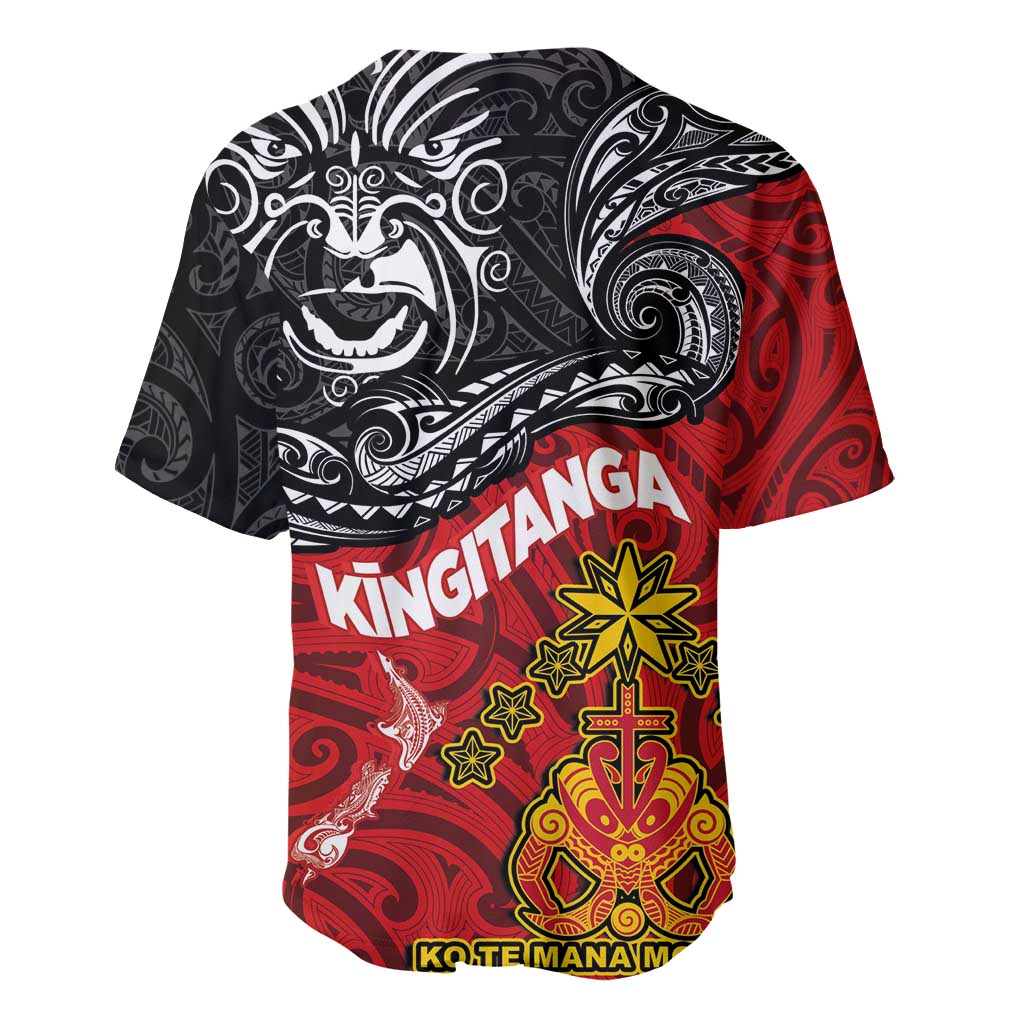 Maori King Movement Baseball Jersey Ko Te Mana Motuhake Emblem with Moko and Polynesian Art Tattoo LT03 - Polynesian Pride