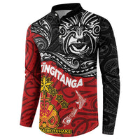 Maori King Movement Button Sweatshirt Ko Te Mana Motuhake Emblem with Moko and Polynesian Art Tattoo LT03 - Polynesian Pride