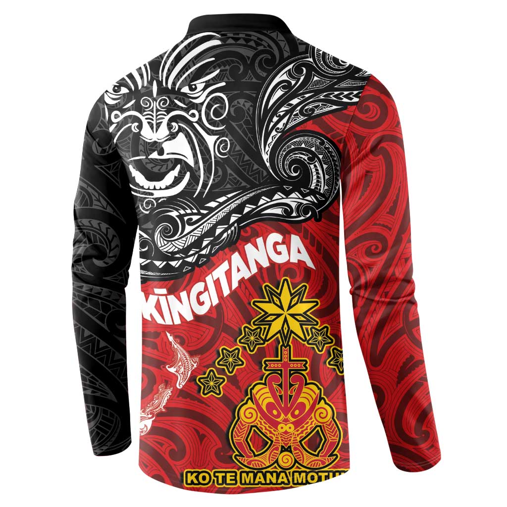 Maori King Movement Button Sweatshirt Ko Te Mana Motuhake Emblem with Moko and Polynesian Art Tattoo LT03 - Polynesian Pride
